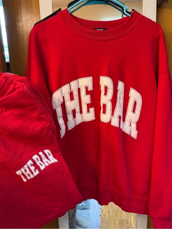 The Bar Pants - Red 'THE BAR' Crewneck Sweatshirt & joggers Set large